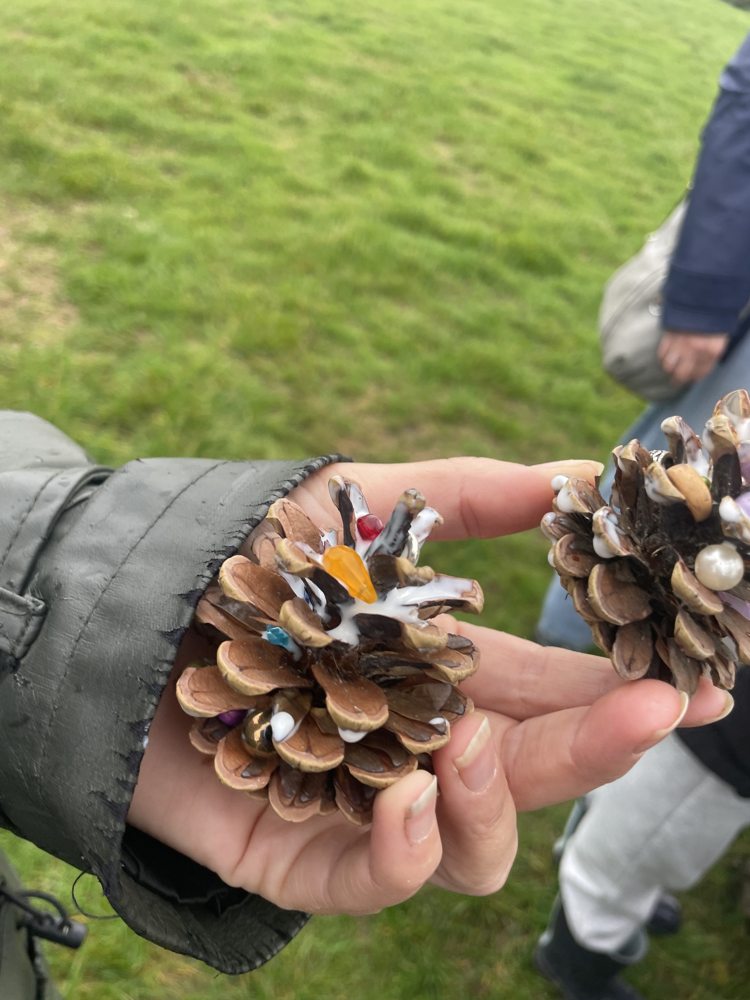 Pine cone creatures made during the event