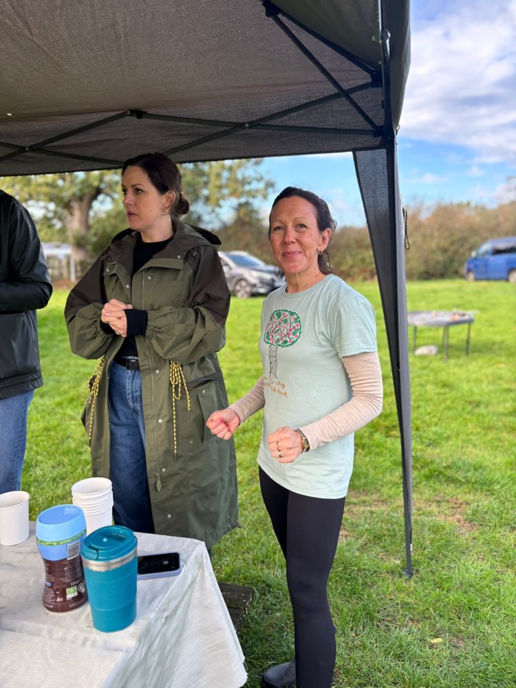 Adults connecting at the refreshments area
